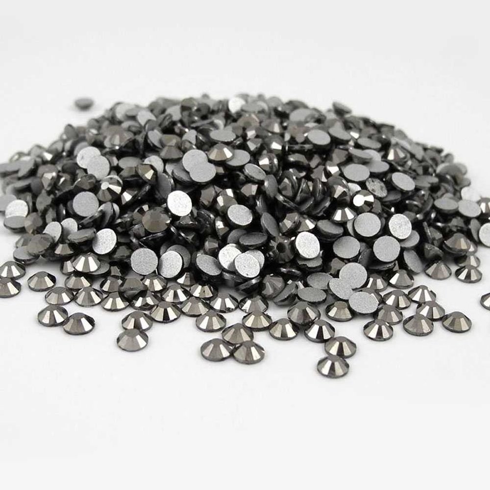 1400 pcs Rhinestone Crystal Glass A Flatback Round Gems Embellishments KNEX0 Jet Black Glossy Black