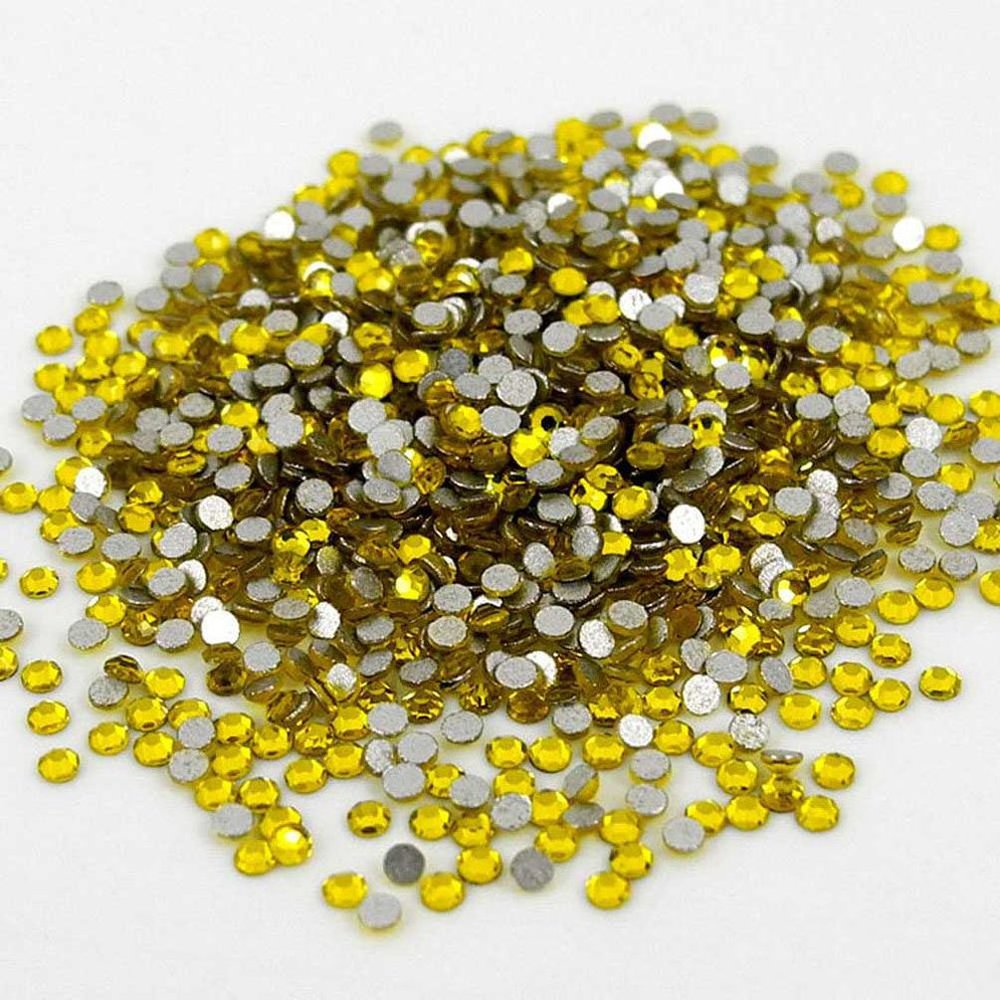 1400 pcs Rhinestone Crystal Glass A Flatback Round Gems Embellishments BKMZ0 Lemon Yellow Tartrazine