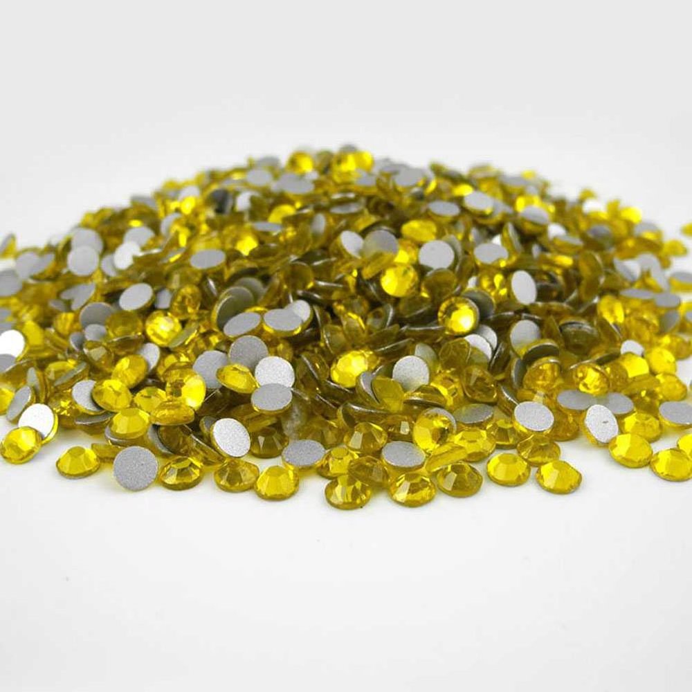 1400 pcs Rhinestone Crystal Glass A Flatback Round Gems Embellishments RMTF0 Lemon Yellow Tartrazine