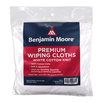 Ben Moore 182117 6450-24-01-BM 14" x 18" White Cotton Zero Waste Rags (10 Pack)