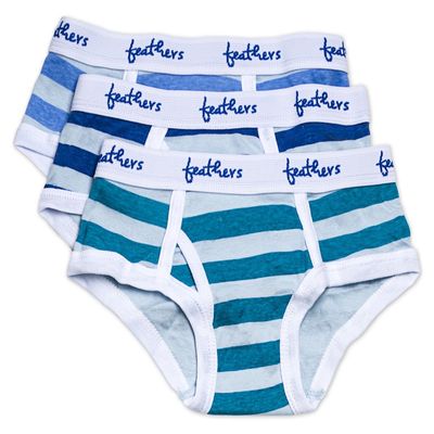 Feathers Boys Multi Stripe Snug Fit Tagless Briefs Underwear - 100% Cotton Super Soft Briefs (3/Pack)