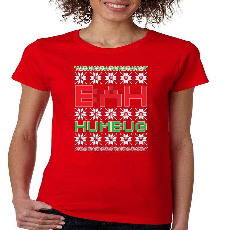 ALLNTRENDS Women's T Shirt Bah Humbug (2XL, Red)