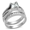 Marimor Jewelry Her and His 3 Piece Stainless Steel Wedding Engagement Ring and Classic Men's Band Set Size Women's 11 Men's 06 view 2