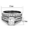 Marimor Jewelry Her and His 3 Piece Stainless Steel Wedding Engagement Ring and Classic Men's Band Set Size Women's 11 Men's 06 view 4