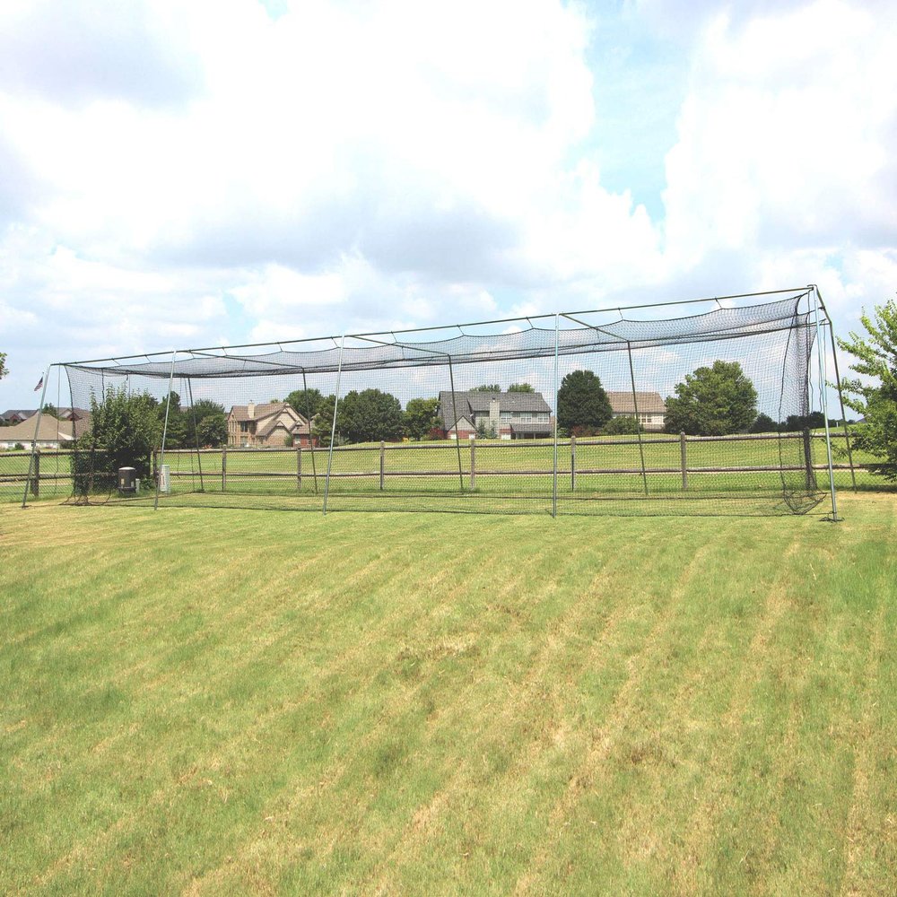 Select #24-50' Batting Cage & Frame Corners with 4'x6' Heavy Vinyl Backstop with Target Zone (Large, 50 ft)
