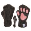 Fluffy Cat Claw Fingerless Bear Paw Mitten Gloves , Halloween Cosplay - Coffee view 3