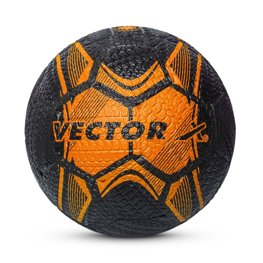 Vector X Street Soccer Football (Orange/Black, Size: 5) Material: Rubber Moulded Football 32 Panel Ball Standard Size 5
