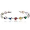 Crystalline Azuria Women 18K White Gold Plated Teardrops Multi Colorful Zirconia Crystals Tennis Bracelet view 1
