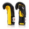 Fairtex Muay Thai Boxing Gloves BGV9 - Heavy Hitter Mexican Style Training & Sparring Gloves for Kick Boxing MMA K1 (Black/Yellow/Blk Piping, 12 oz) view 4