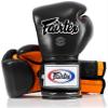 Fairtex Muay Thai Boxing Gloves BGV9 - Heavy Hitter Mexican Style Training & Sparring Gloves for Kick Boxing MMA K1 (Black/Orange, 14 oz) view 1