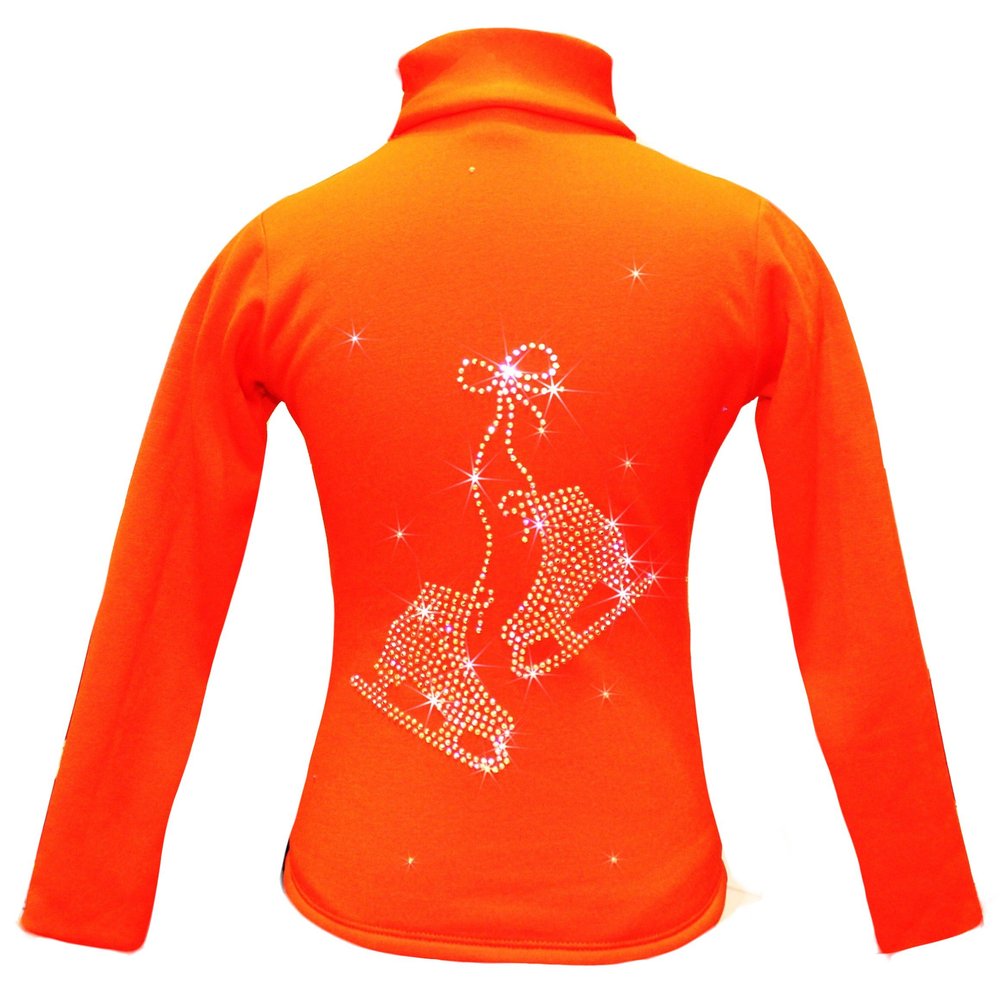 Ice Fire Figure Skating Jacket with Pair of Skates Design (Orange, Child Large)