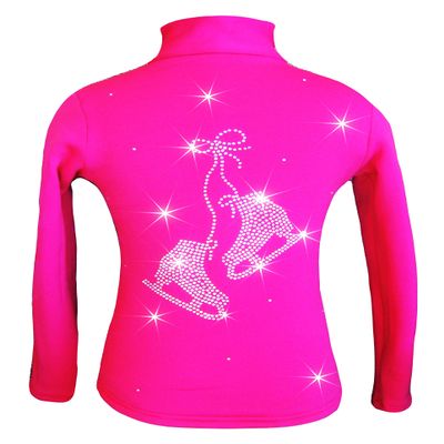 Ice Fire Figure Skating Jacket with Pair of Skates Design (Pink, Adult X-Small)