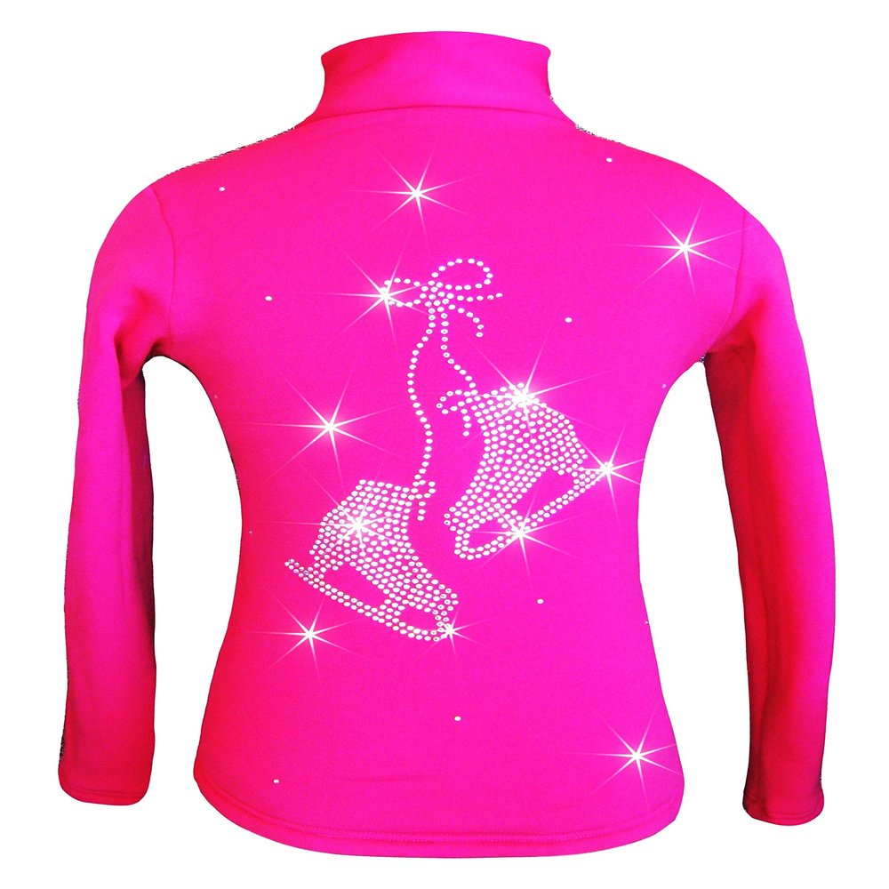 Ice Fire Figure Skating Jacket with Pair of Skates Design (Pink, Adult X-Small)