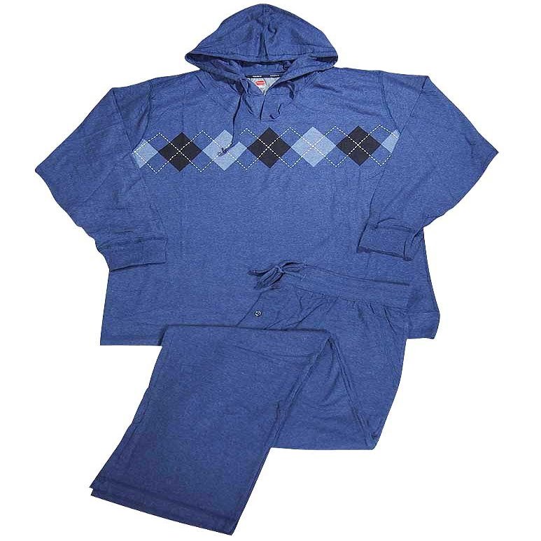 Hanes - Mens Tall Long Sleeve Hoodie and Pant Sleep Set, Blue 37545-X-LargeTall