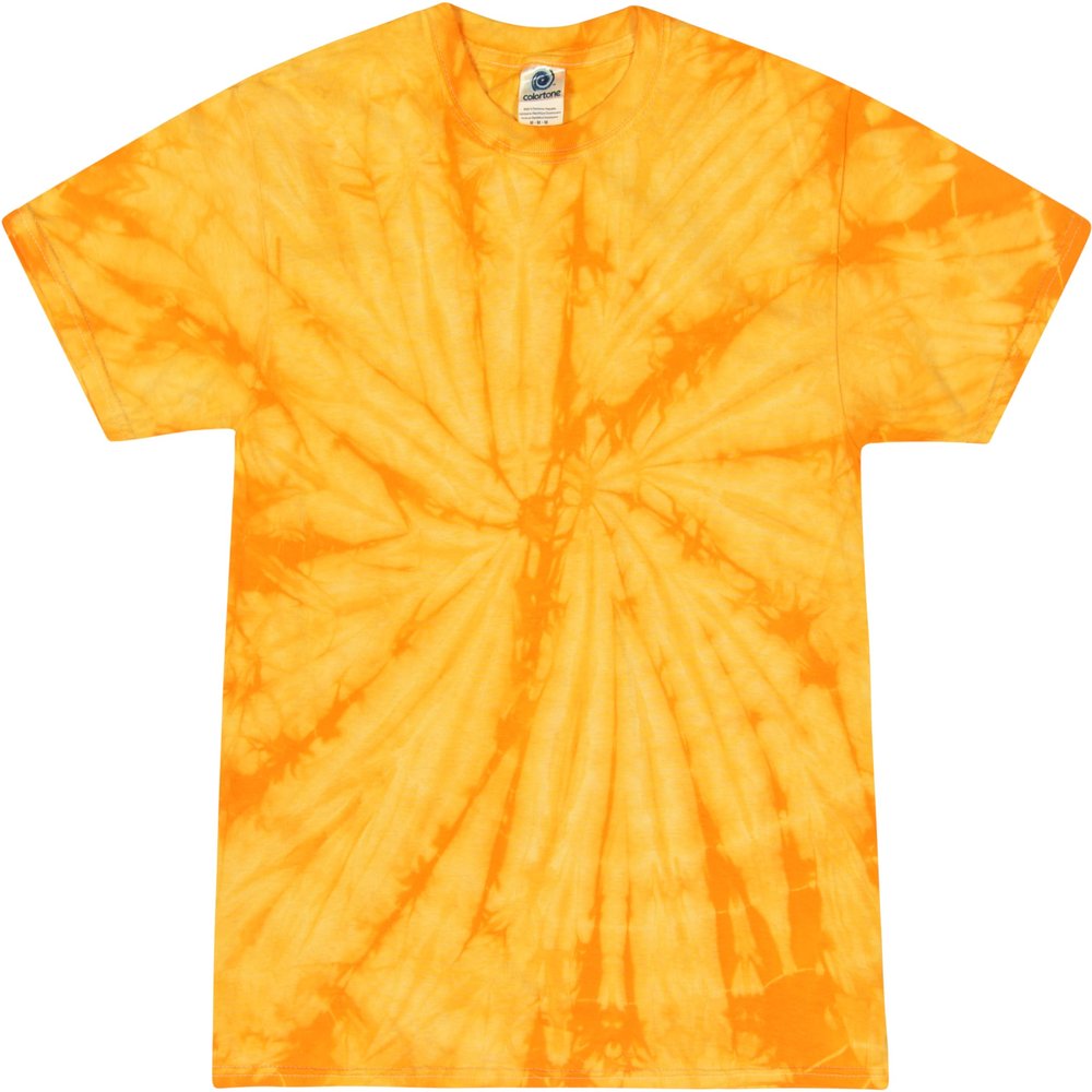 Colortone 100% Cotton Spider Tie Dye T-Shirt for Women and Men, Medium, Spider Gold