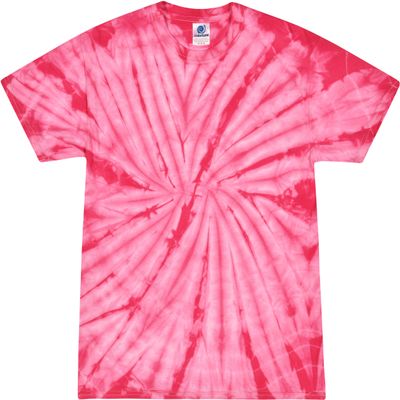 Colortone 100% Cotton Spider Tie Dye T-Shirt for Kids 10-12, Medium, Spider Pink