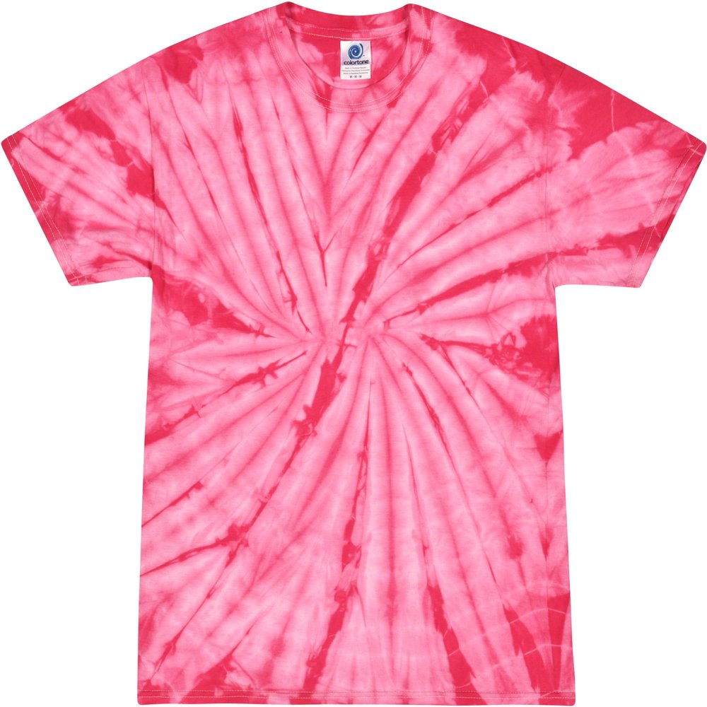 Colortone 100% Cotton Spider Tie Dye T-Shirt for Kids 10-12, Medium, Spider Pink