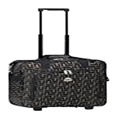 16" Rolling Trolley Shoulder Carryon Bag Luggage (Greek Key Coffee) w/ EZ Travel Luggage Tag