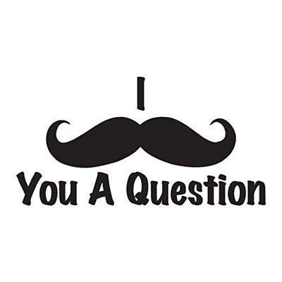 Mustache Must Ask You A Question - Vinyl Decal Sticker - 11.25" x 5.75" - Black