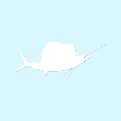 Sailfish Billfish Fish - Vinyl Decal Sticker - 8.5" x 3.75" - White