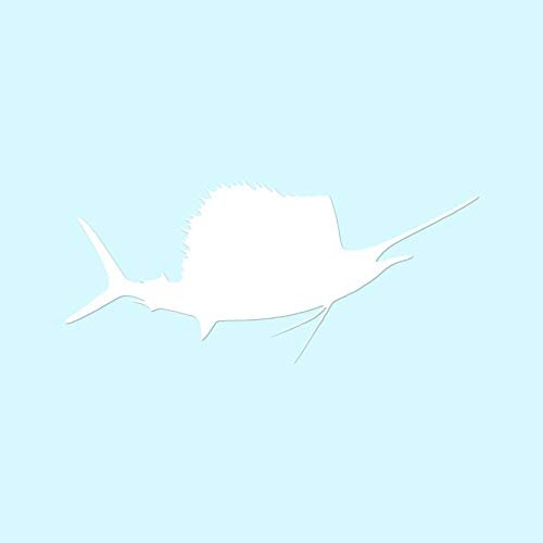 Sailfish Billfish Fish - Vinyl Decal Sticker - 8.5" x 3.75" - White