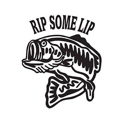 Rip Some Lip Fishing - Vinyl Decal Sticker - 12" x 14" - Black
