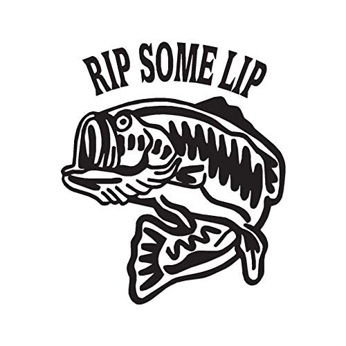 Rip Some Lip Fishing - Vinyl Decal Sticker - 12" x 14" - Black