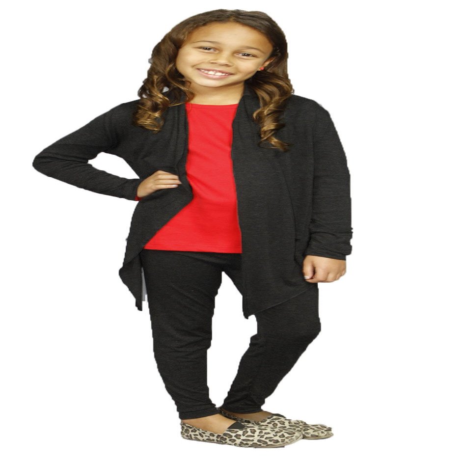 Monag Girl's Cardigan with Legging X-Large Black