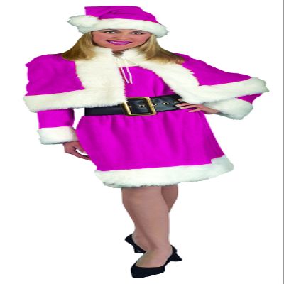 Forum Women's Miss Santa Costume Dress, Pink/White, One Size