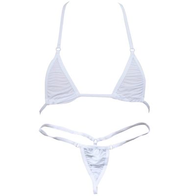 YiZYiF Women's Micro Mini Bikini Brazilian Triangle Thong Swimwear Swimsuit Set White