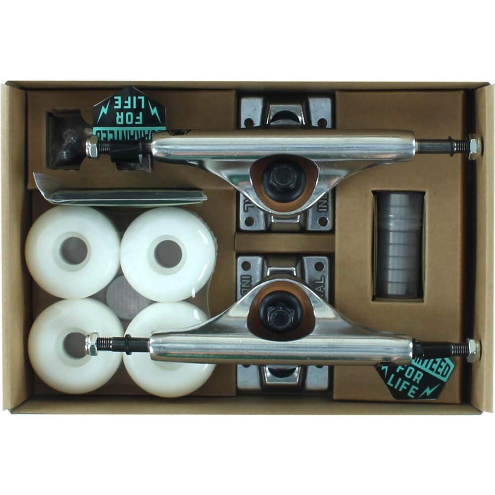 Industrial Comp-PK 5.0" Raw Skateboard Trucks Includes White 52mm Wheels - 7.75" Axle (Set of 2)