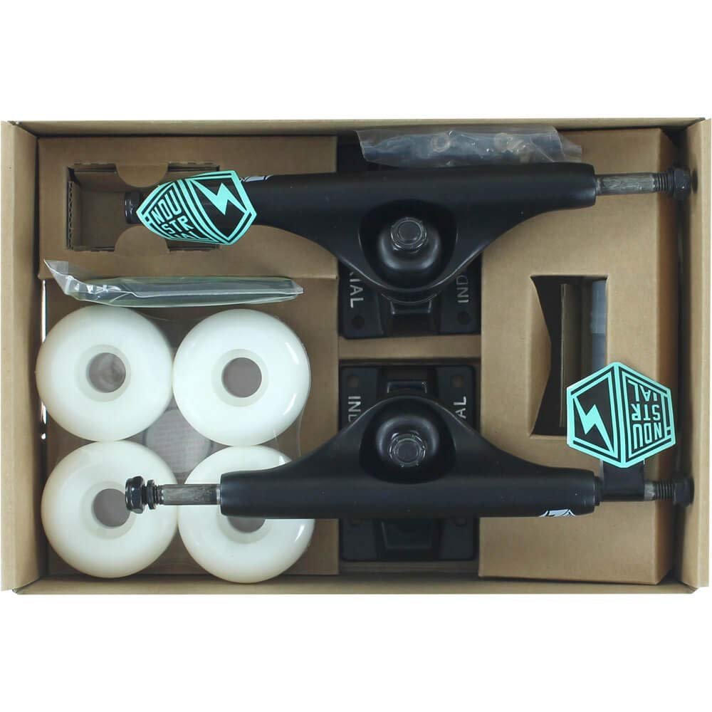 INDUSTRIAL COMP-PK 5.25 BLK/BLK W/WHT 52mm Wheels Set of 2 Trucks