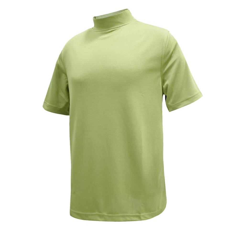 Monterey Club Men's Rayon Blend Texture Solid Mock Shirt #3293 (Lime Meringue, Medium)