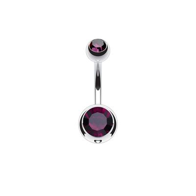 Pierced Owl 14GA G23 Implant Grade Solid Titanium Double Ball Gem 5/16" Belly Button Ring (Purple)