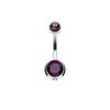 Pierced Owl 14GA G23 Implant Grade Solid Titanium Double Ball Gem 5/16" Belly Button Ring (Purple) view 1