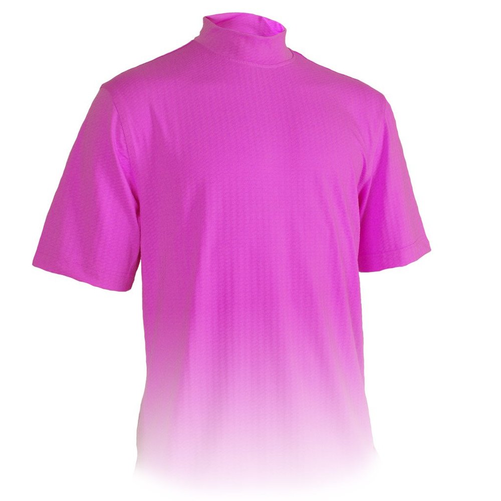 Monterey Club Men's Emboss Texture Mock Shirt #3308 (Violet, Small)
