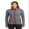 SPORT-TEK Women's Sport-Wick Stretch Contrast Full Zip Jacket, Charcoal Grey Heather/Pink Rush, L view 1