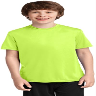 Port & Company Youth Performance Tee | UPF 50 Athletic Workout Clothing for Spring & Summer | PC380Y, Neon Yellow, Large