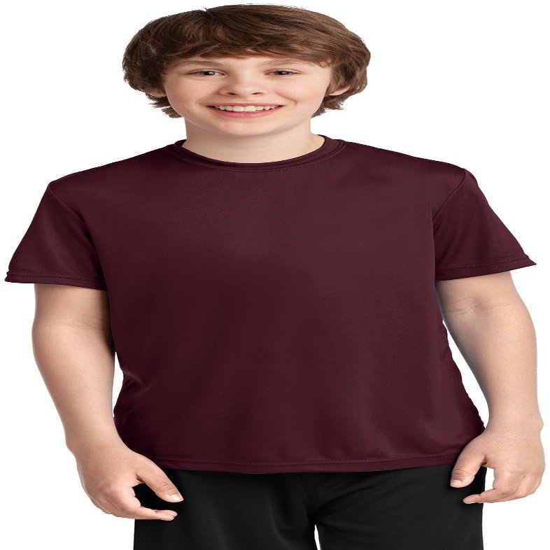Port & Company Youth Performance Tee | UPF 50 Athletic Workout Clothing for Spring & Summer | PC380Y, Athletic Maroon, Medium