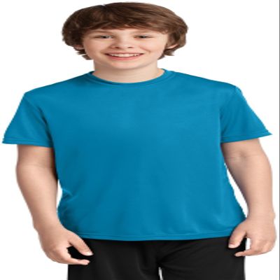 Port & Company Youth Performance Tee | UPF 50 Athletic Workout Clothing for Spring & Summer | PC380Y, Neon Blue, Large