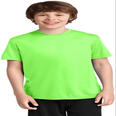Port & Company Youth Performance Tee | UPF 50 Athletic Workout Clothing for Spring & Summer | PC380Y, Neon Green, Small
