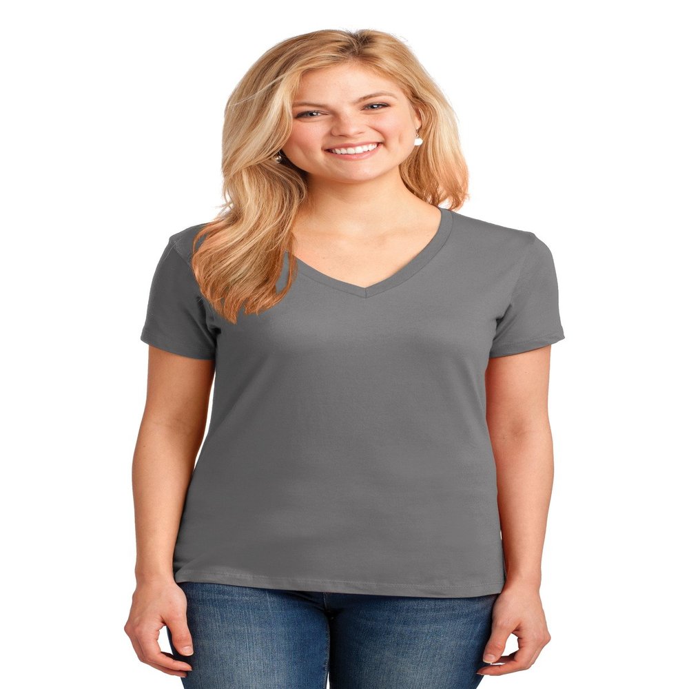 Port & Company Womens V-Neck Camo Tee LPC54V -Medium Grey XS