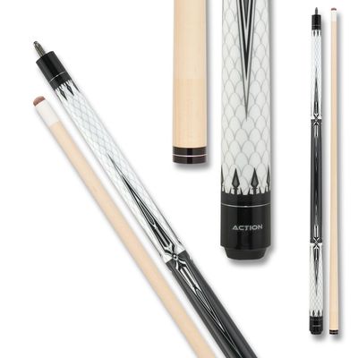 Action Black & White Billiards Pool Cue Stick - Crown Points - 18oz