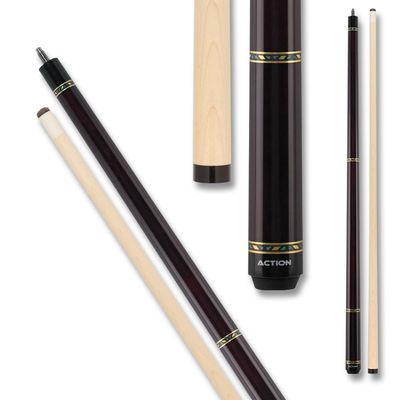 Action VAL24 Value Series Pool Cue - 58" Cue - Hard Maple Shaft with 13mm Boar Skin Tip - Dark Chocolate with Silver Rings, 18oz