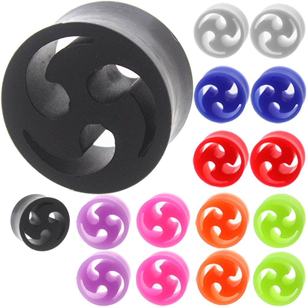 0 gauges ear plugs flesh tunnels silicone steel screw double flared stretcher Taper 00 gauges 00g 10mm