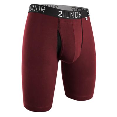 2UNDR Mens Swing Shift 9" Boxer Long Leg Underwear Burgundy