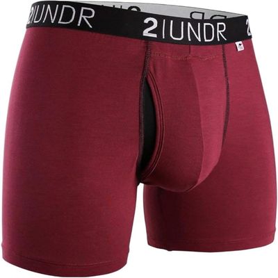 2UNDR Swing Shift 6" Mens Boxer Brief | Mens Pouch Underwear with Patented Joey Pouch | Modal Underwear Men | Moisture Wicking Burgundy