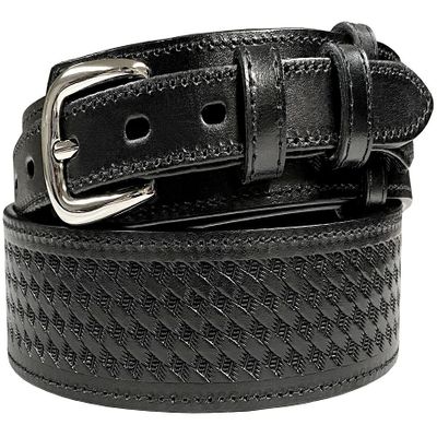 10572 Genuine Full Grain Leather Basketweave Tooled Engraved Western Ranger Belt (Black, 46)