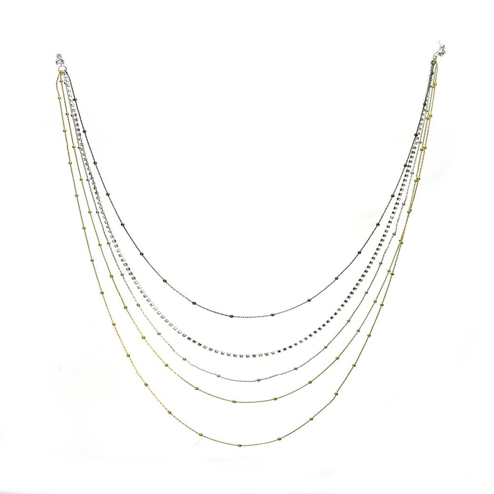 Bohemian Multi-Tone Strand Rhinestone Stud Pierced Hook Earring Lace To Necklace