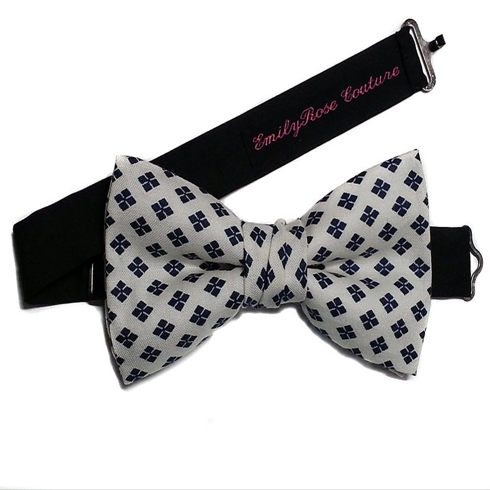 EmilyRose Couture Men's Special Prints Bow Ties (Adult-12 years or older, Sartorial Ivory)